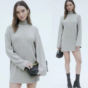 Reformation Grey Turtleneck Sweater Dress Size‎ XS Apsen Long Flare Sleeves Knit